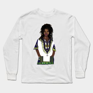 Black Girl Magic Melanin Dashiki Pattern Long Sleeve T-Shirt